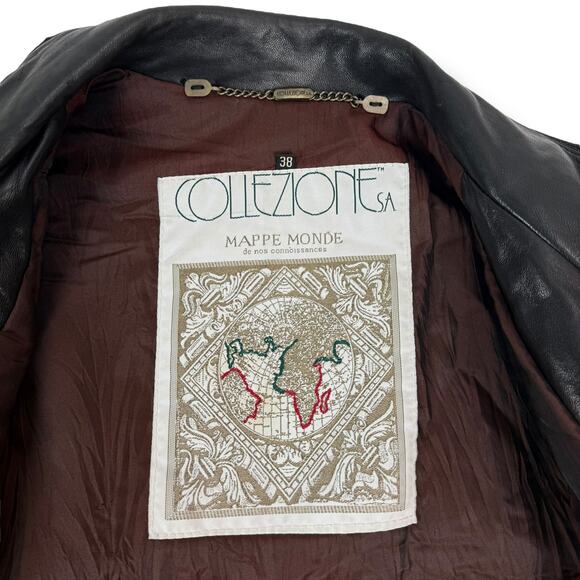 1980's Designer Men's black lamb leather jacket by COLLEZIONESA MAPPE MONDE - Picture 6 of 16